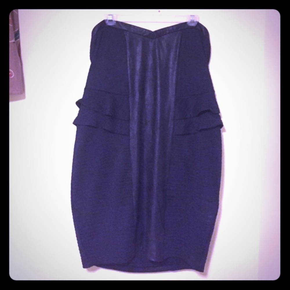 Strapless ruffle mini dress